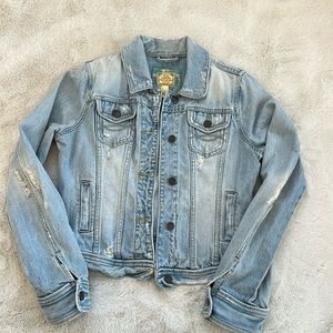 Abercrombie and Fitch distressed denim jacket. Size L